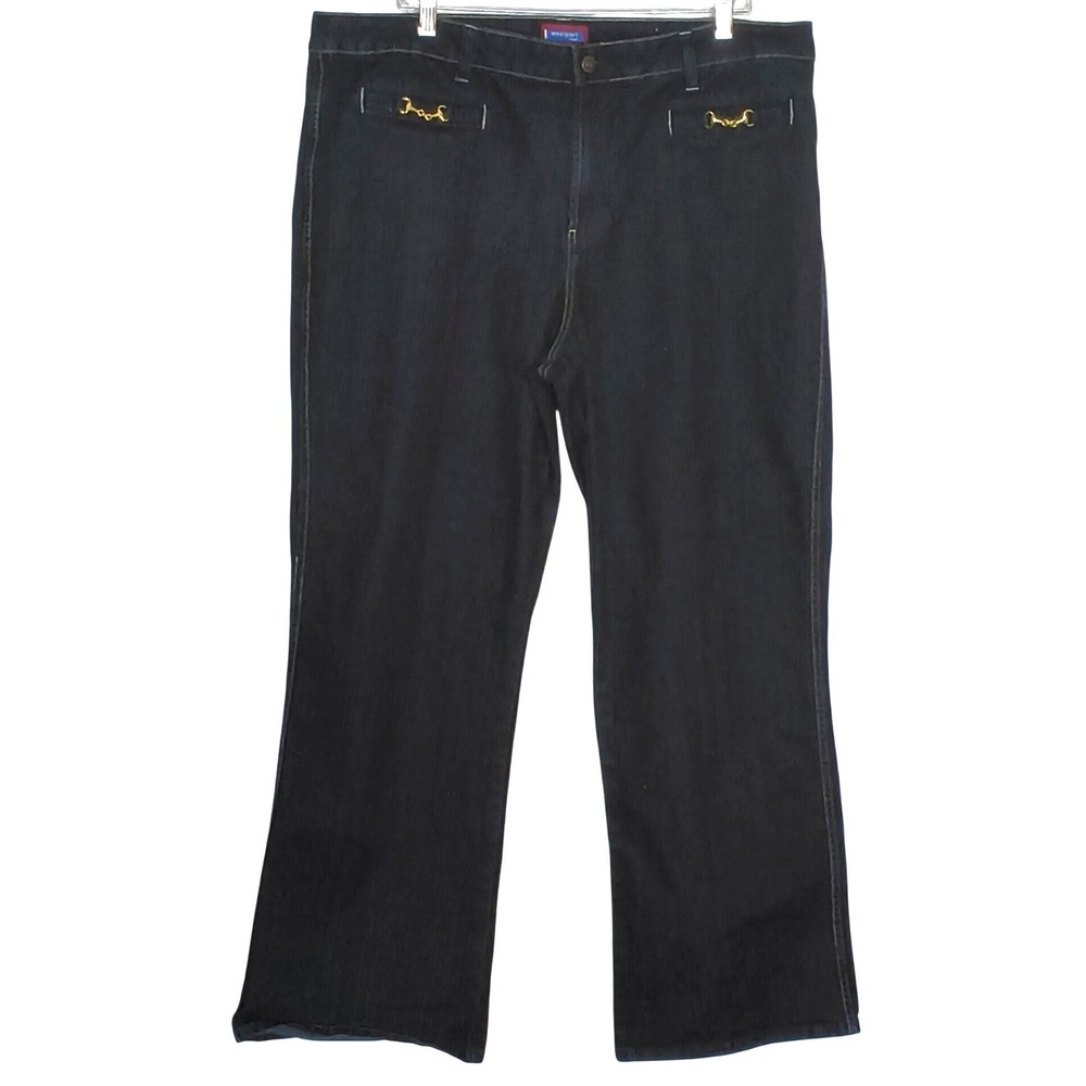 Equestrian Westport Woman Jeans Women 22W Dark Wash Indigo Horsebit Accent
